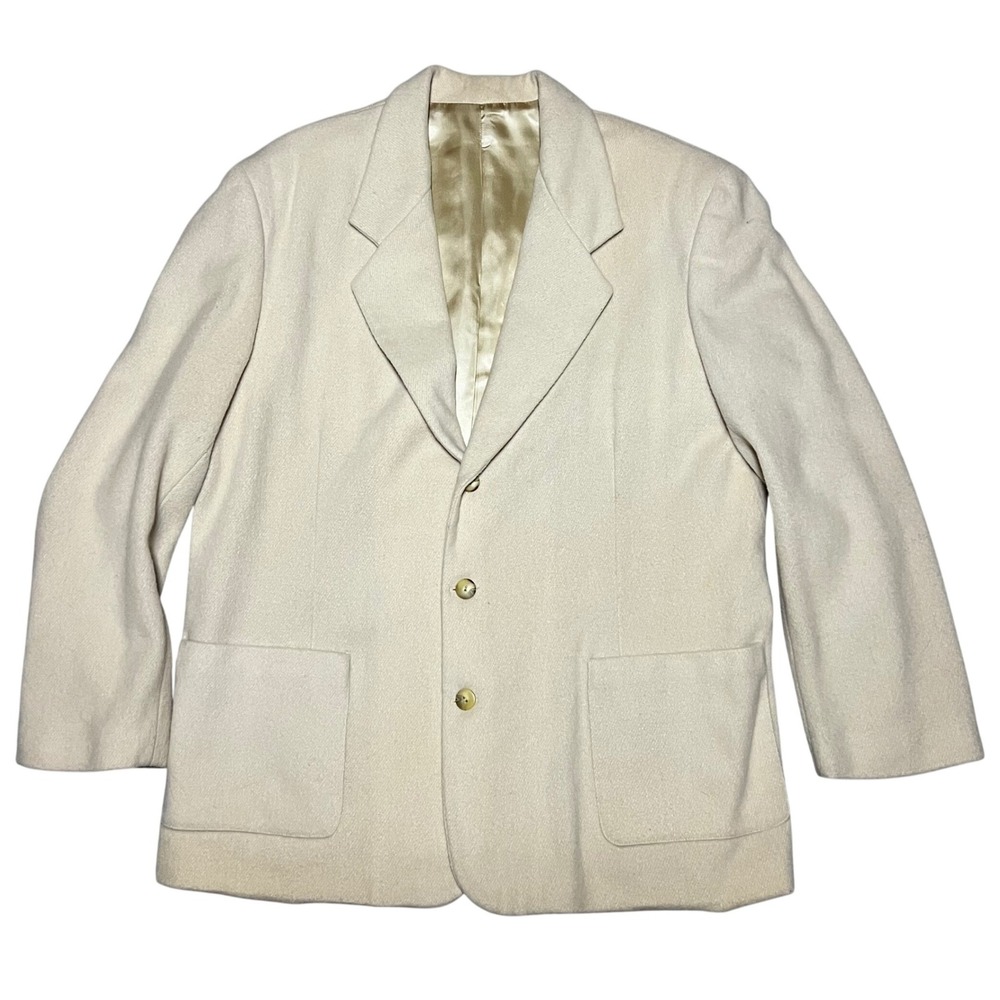 International Male Vintage Mens Cream Wool Blend 3-Button Blazer Sport Coat XL
